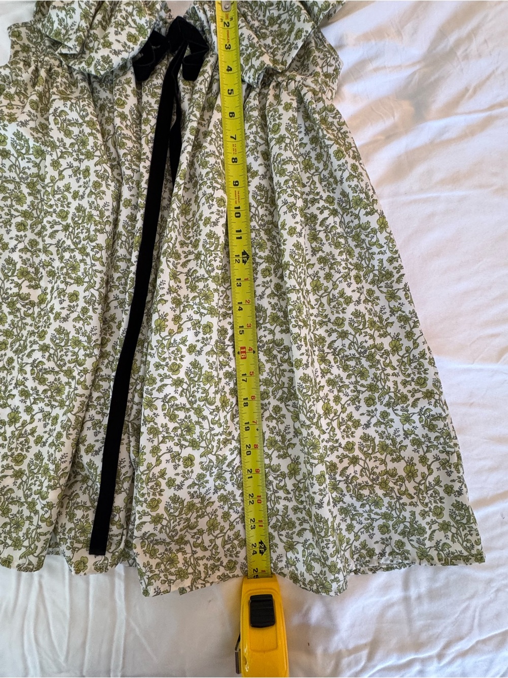 Olive Green Floral Ruffle Mini Dress with Front Tie - Picture 10 of 14